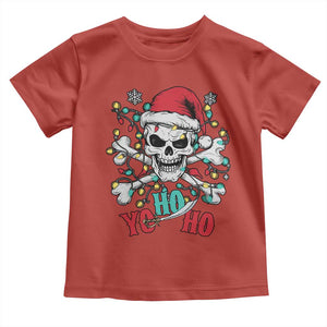 Christmas Pirate Skull Toddler T Shirt Yo Ho Ho Boat Cruise Xmas Crossbones TS02 Red Print Your Wear
