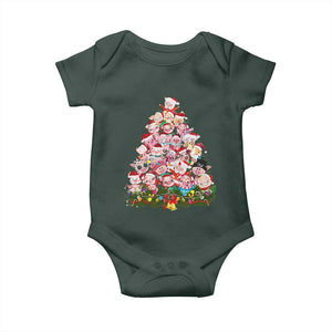 Cute Pink Pigs Christmas Tree Baby Onesie Funny Farmer Xmas Lights Festive Vibe TS02 Print Your Wear