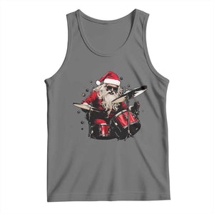 Funny Rock'n Roll Santa Claus Tank Top Cool Drummer Festive Christmas TS02 Black Heather Print Your Wear