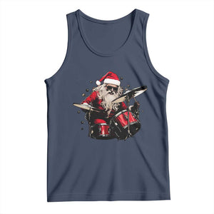 Funny Rock'n Roll Santa Claus Tank Top Cool Drummer Festive Christmas TS02 Navy Print Your Wear