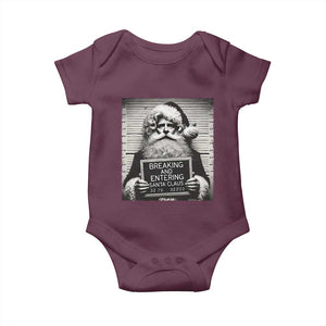 Funny Santa Mugshot Baby Onesie Naughty Christmas Festive Vibe TS02 Maroon Print Your Wear