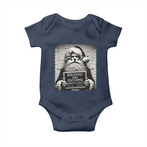 Funny Santa Mugshot Baby Onesie Naughty Christmas Festive Vibe TS02 Navy Print Your Wear