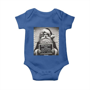 Funny Santa Mugshot Baby Onesie Naughty Christmas Festive Vibe TS02 Royal Blue Print Your Wear