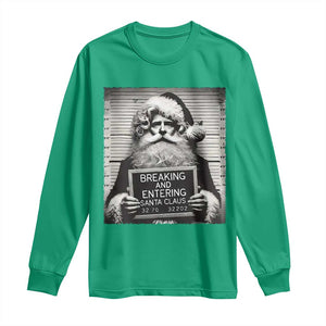 Funny Santa Mugshot Long Sleeve Shirt Naughty Christmas Festive Vibe TS02 Irish Green Print Your Wear