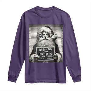 Funny Santa Mugshot Long Sleeve Shirt Naughty Christmas Festive Vibe TS02 Purple Print Your Wear