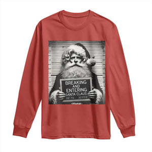 Funny Santa Mugshot Long Sleeve Shirt Naughty Christmas Festive Vibe TS02 Red Print Your Wear