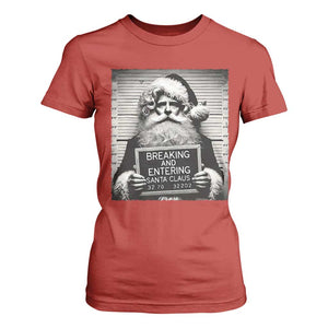 Funny Santa Mugshot T Shirt For Women Naughty Christmas Festive Vibe TS02 Red Print Your Wear