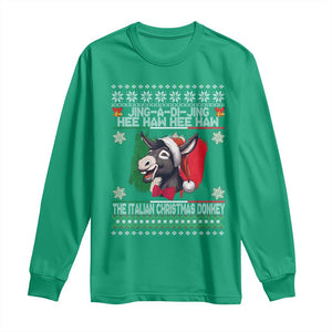 Italian Christmas Donkey Long Sleeve Shirt Funny Jing A Di Jing Hee Haw Italy Flag TS02 Irish Green Print Your Wear