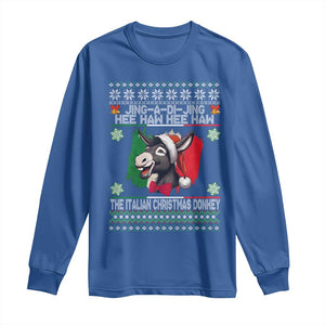Italian Christmas Donkey Long Sleeve Shirt Funny Jing A Di Jing Hee Haw Italy Flag TS02 Royal Blue Print Your Wear