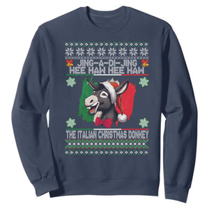 Italian Christmas Donkey Sweatshirt Funny Jing A Di Jing Hee Haw Italy Flag TS02 Navy Print Your Wear