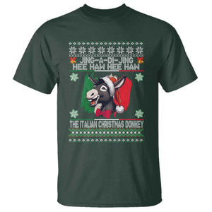 Italian Christmas Donkey T Shirt Funny Jing A Di Jing Hee Haw Italy Flag TS02 Dark Forest Green Print Your Wear