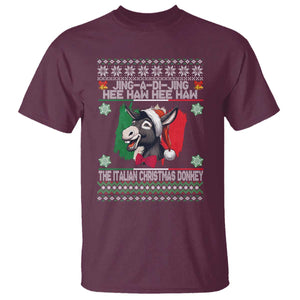 Italian Christmas Donkey T Shirt Funny Jing A Di Jing Hee Haw Italy Flag TS02 Maroon Print Your Wear