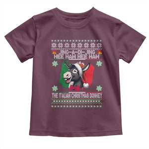 Italian Christmas Donkey Toddler T Shirt Funny Jing A Di Jing Hee Haw Italy Flag TS02 Maroon Print Your Wear