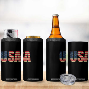 USA American Flag 4 in 1 Can Cooler Tumbler Retro Vintage Patriotic TS02 Print Your Wear