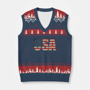 USA American Flag V-Neck Knit Sweater Vest Retro Vintage Patriotic TS02 Navy Red Print Your Wear