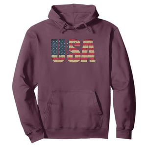 USA American Flag Hoodie Retro Vintage Patriotic TS02 Maroon Print Your Wear