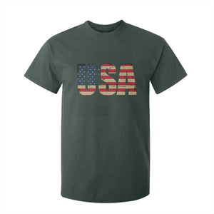 USA American Flag T Shirt For Kid Retro Vintage Patriotic TS02 Dark Forest Green Print Your Wear