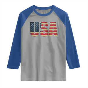 USA American Flag Raglan Shirt Retro Vintage Patriotic TS02 Sport Gray Royal Print Your Wear