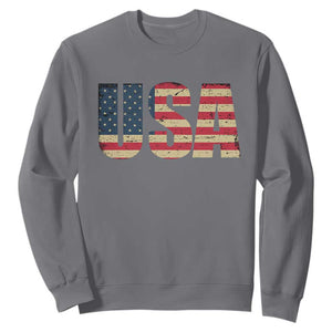 USA American Flag Sweatshirt Retro Vintage Patriotic TS02 Charcoal Print Your Wear