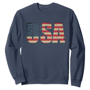 USA American Flag Sweatshirt Retro Vintage Patriotic TS02 Navy Print Your Wear