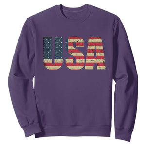 USA American Flag Sweatshirt Retro Vintage Patriotic TS02 Purple Print Your Wear