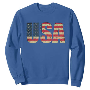 USA American Flag Sweatshirt Retro Vintage Patriotic TS02 Royal Blue Print Your Wear
