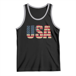 USA American Flag Tank Top Retro Vintage Patriotic TS02 Black Athletic Heather Print Your Wear