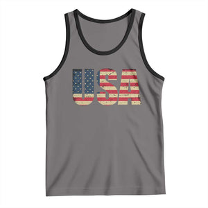 USA American Flag Tank Top Retro Vintage Patriotic TS02 Deep Heather Black Print Your Wear