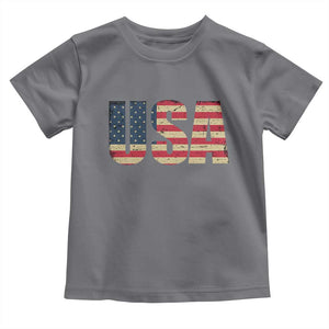 USA American Flag Toddler T Shirt Retro Vintage Patriotic TS02 Charcoal Print Your Wear