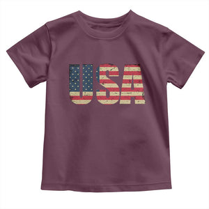 USA American Flag Toddler T Shirt Retro Vintage Patriotic TS02 Maroon Print Your Wear