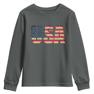 USA American Flag Youth Sweatshirt Retro Vintage Patriotic TS02 Dark Heather Print Your Wear