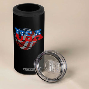 Basketball 4 in 1 Can Cooler Tumbler USA Patriotic American Flag Stars and Stripes Team Sport Fan TS02 Print Your Wear