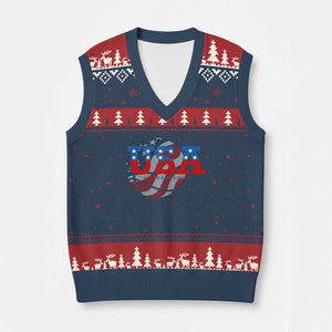 Basketball V-Neck Knit Sweater Vest USA Patriotic American Flag Stars and Stripes Team Sport Fan TS02 Navy Red Print Your Wear