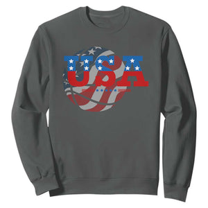 Basketball Sweatshirt USA Patriotic American Flag Stars and Stripes Team Sport Fan TS02 Dark Heather Print Your Wear