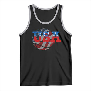 Basketball Tank Top USA Patriotic American Flag Stars and Stripes Team Sport Fan TS02 Black Athletic Heather Print Your Wear