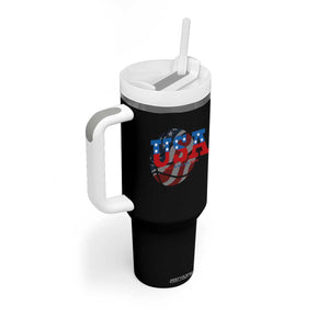 Basketball Tumbler With Handle USA Patriotic American Flag Stars and Stripes Team Sport Fan TS02 Print Your Wear