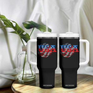 Basketball Tumbler With Handle USA Patriotic American Flag Stars and Stripes Team Sport Fan TS02 Print Your Wear
