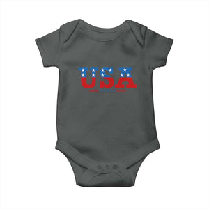 USA Patriotic Baby Onesie Red White Blue Stars TS02 Dark Heather Print Your Wear