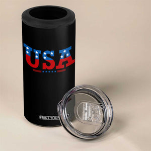 USA Patriotic 4 in 1 Can Cooler Tumbler Red White Blue Stars TS02 Print Your Wear