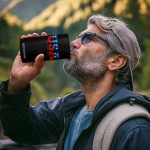 USA Patriotic 4 in 1 Can Cooler Tumbler Red White Blue Stars TS02 Print Your Wear