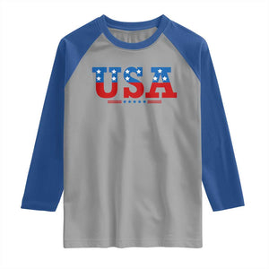 USA Patriotic Raglan Shirt Red White Blue Stars TS02 Sport Gray Royal Print Your Wear