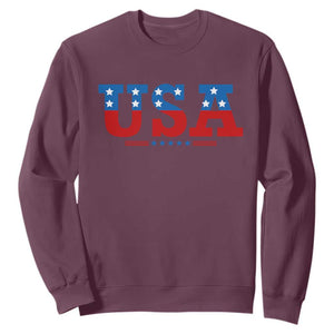 USA Patriotic Sweatshirt Red White Blue Stars TS02 Maroon Print Your Wear