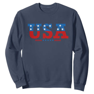 USA Patriotic Sweatshirt Red White Blue Stars TS02 Navy Print Your Wear