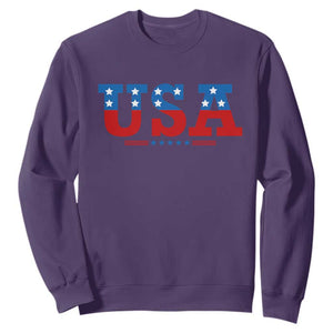 USA Patriotic Sweatshirt Red White Blue Stars TS02 Purple Print Your Wear