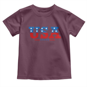 USA Patriotic Toddler T Shirt Red White Blue Stars TS02 Maroon Print Your Wear