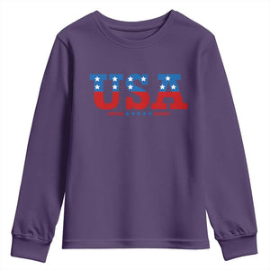 USA Patriotic Youth Sweatshirt Red White Blue Stars TS02 Purple Print Your Wear