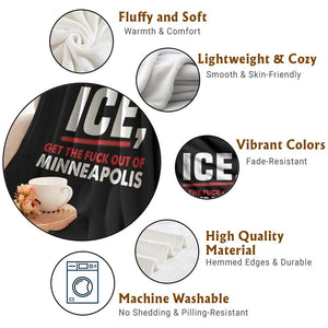 Ice Get The F Out of Minneapolis Throw Blanket Red and White Statement Justice and Resistance Protest TS02 Print Your Wear