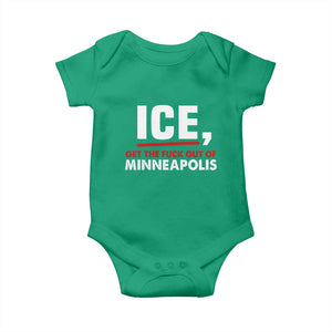 Ice Get The F Out of Minneapolis Baby Onesie Red and White Statement Justice and Resistance Protest TS02 Irish Green Print Your Wear