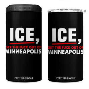 Ice Get The F Out of Minneapolis 4 in 1 Can Cooler Tumbler Red and White Statement Justice and Resistance Protest TS02 One Size: 16 oz Black Print Your Wear
