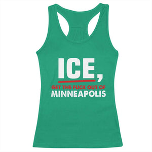 Ice Get The F Out of Minneapolis Racerback Tank Top Red and White Statement Justice and Resistance Protest TS02 Irish Green Print Your Wear